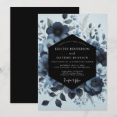 Indigo Moody Bloom Hochzeit Einladung (Vorne/Hinten)