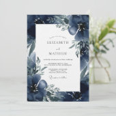 Indigo Moody Bloom Hochzeit Einladung (Stehend Vorderseite)