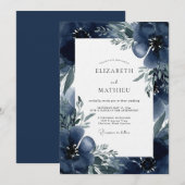 Indigo Moody Bloom Hochzeit Einladung (Vorne/Hinten)
