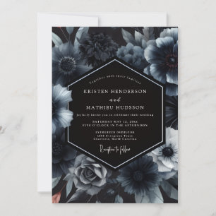 Indigo Moody Floral Nocturne Hochzeit Einladung