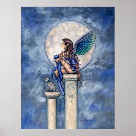 Indigo Moon Fairy und Cat Poster Print (Vorne)