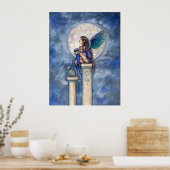Indigo Moon Fairy und Cat Poster Print (Küche)