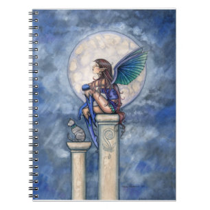 Indigo Moon Fantasy Fairy and Cat Notebook Notizblock
