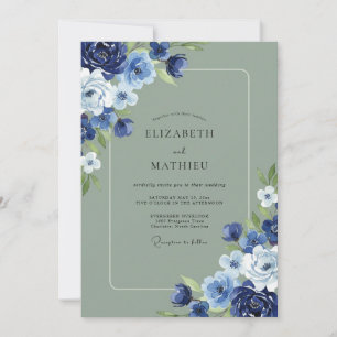 Indigo-Moos-Blatt-Hochzeit Einladung