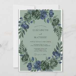 Indigo-Moos-Farn-Hochzeit Einladung
