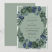Indigo-Moos-Farn-Hochzeit Einladung (Vorne/Hinten)