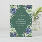 Indigo-Moos-Petal-Hochzeit Einladung (Stehend Vorderseite)