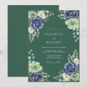 Indigo-Moos-Petal-Hochzeit Einladung (Vorne/Hinten)