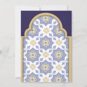 Indigo Moroccan Tile Wedding Einladung (Rückseite)