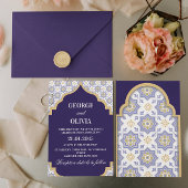Indigo Moroccan Tile Wedding Einladung