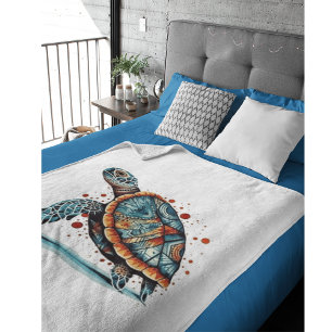 Indigo-Mosaik-Meereschildkröte Fleecedecke
