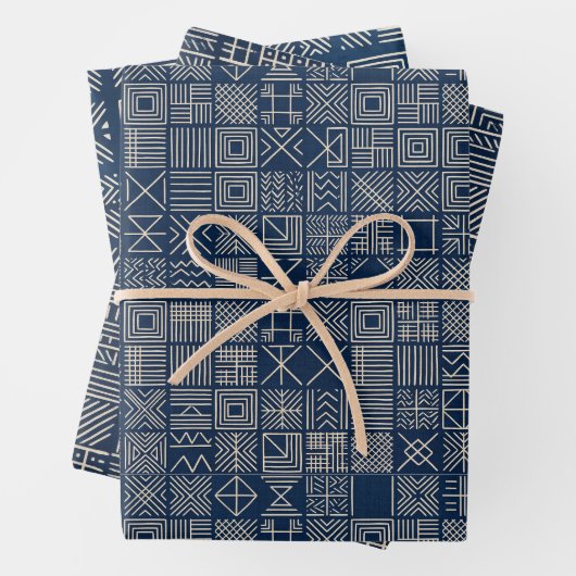 Indigo Mudcloth | Artisan-Mosaik-Set von Geschenkpapier Set (Beispiel)
