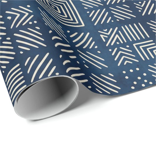 Indigo Mudcloth | Mosaik-Minimalist Geschenkpapier (Rolleneckpunkt)