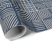 Indigo Mudcloth | Symmetrie Geschenkpapier (Rolleneckpunkt)
