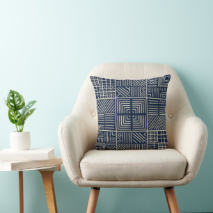 Indigo Mudcloth   Symmetrie Kissen