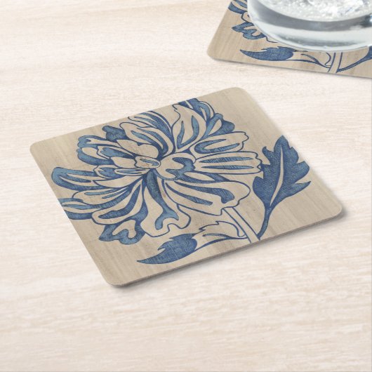 Indigo Mum Rechteckiger Pappuntersetzer (angewinkelt)