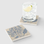 Indigo Mum Steinuntersetzer (Seitenansicht)