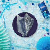 Indigo-Muscheln I Pappteller (Party)