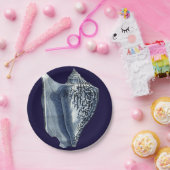 Indigo-Muscheln I Pappteller (Party)