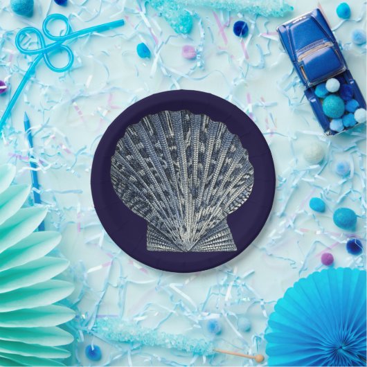 Indigo-Muscheln VIII Pappteller (Party)