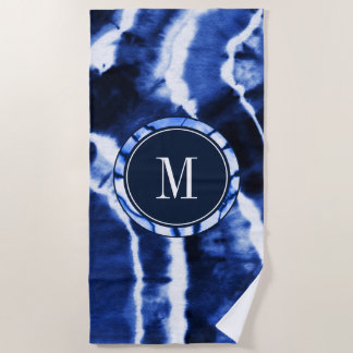 Indigo Nautical Blue Gefärbte Krawatte Watercolor  Strandtuch