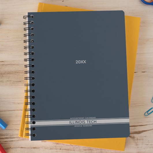 Indigo Navy Blue Bottom Stripe Spiral wöchentlich Planer