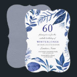 Indigo Navy Blue Leaf Floral 60. Geburtstag Einlad Einladung<br><div class="desc">Indigo Navy Blauer Leaf Flora 60. Geburtstag Einladung Siehe Matching Sammlung in Nest und Nest Store</div>