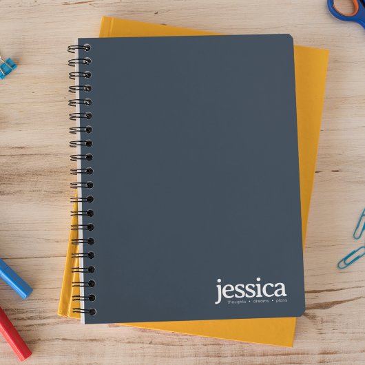 Indigo Navy Blue Rounded Modern Typografy Notizblock