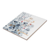 Indigo & Ochre - Aquarellfarben-Blume Fliese (Seite)