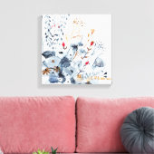 Indigo & Ochre - Aquarellfarben-Blume Leinwanddruck (Insitu (Wohnzimmer))