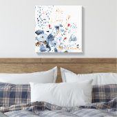 Indigo & Ochre - Aquarellfarben-Blume Leinwanddruck (Insitu (Schlafzimmer))