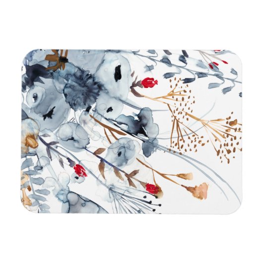 Indigo & Ochre - Aquarellfarben-Blume Magnet (Horizontal)