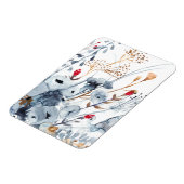 Indigo & Ochre - Aquarellfarben-Blume Magnet (Linke Seite)