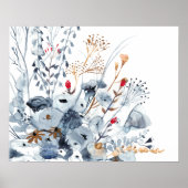 Indigo & Ochre - Aquarellfarben-Blume Poster (Vorne)