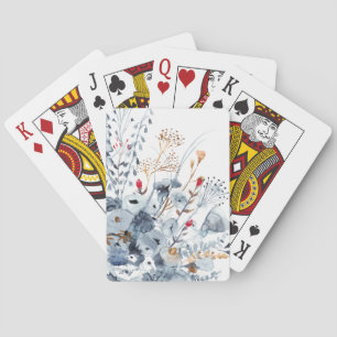 Indigo & Ochre - Watercolor Flowers Spielkarten