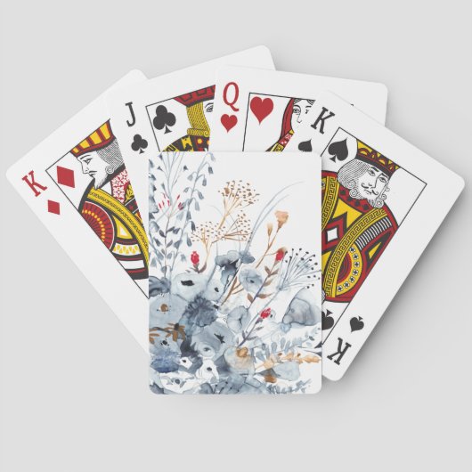 Indigo & Ochre - Watercolor Flowers Spielkarten (Rückseite)