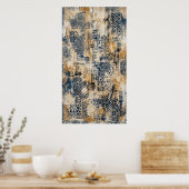 Indigo-Ocker-Poster mit abgenutztem Muster Poster (Küche)