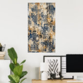 Indigo-Ocker-Poster mit abgenutztem Muster Poster (Heimbüro)