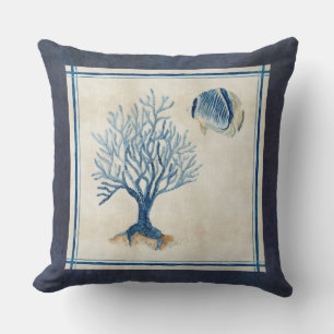 Indigo Ozean Strand Skizzenbuch Aquarell Koralle F Kissen