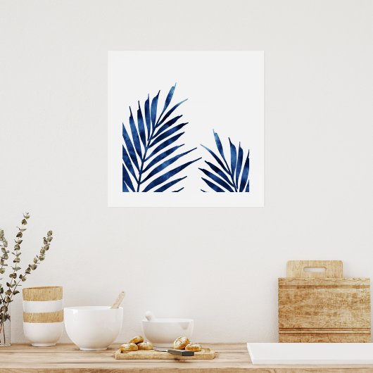 Indigo Palm Fronds Poster (Küche)