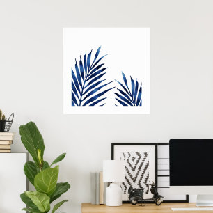 Indigo Palm Fronds Poster