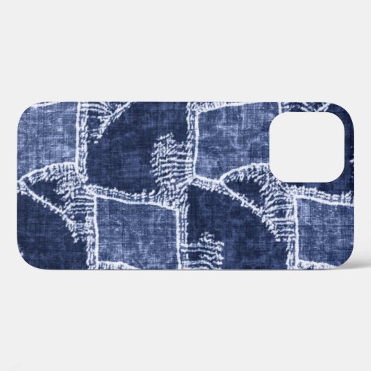 Indigo Patchwork: Textured Checked Elegance Case-Mate iPhone Hülle (Rückseite (Horizontal))