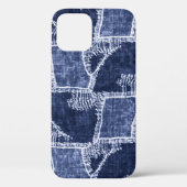 Indigo Patchwork: Textured Checked Elegance Case-Mate iPhone Hülle (Rückseite)