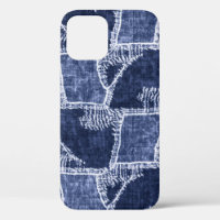 Indigo Patchwork: Textured Checked Elegance