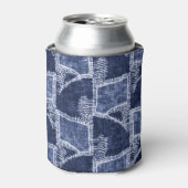 Indigo Patchwork: Textured Checked Elegance Dosenkühler (Kanne Vorderseite)