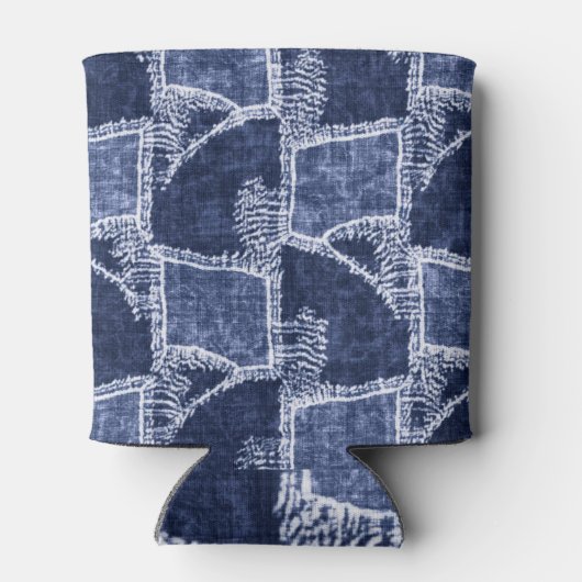 Indigo Patchwork: Textured Checked Elegance Dosenkühler (Rückseite)
