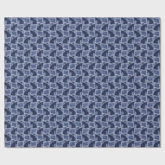Indigo Patchwork: Textured Checked Elegance Geschenkpapier (Flach)