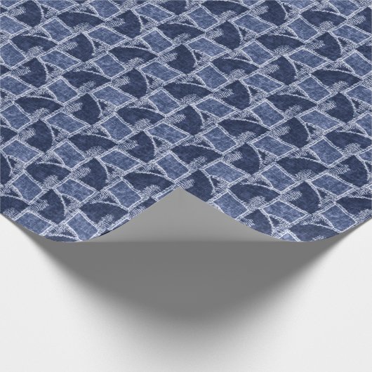 Indigo Patchwork: Textured Checked Elegance Geschenkpapier (Ecke)