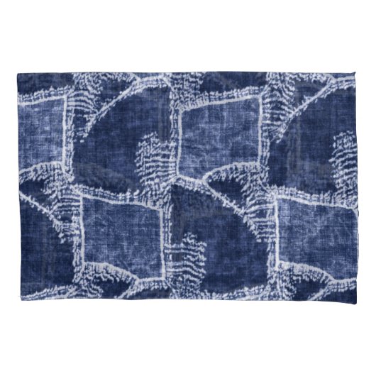 Indigo Patchwork: Textured Checked Elegance Kissenbezug (Vorderseite)