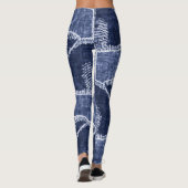 Indigo Patchwork: Textured Checked Elegance Leggings (Rückseite)
